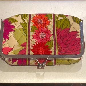 Vera Bradley makeup bag kiss closure sunflowers pink